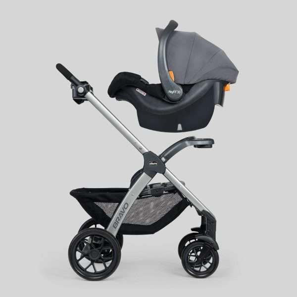 Chicco Bravo 3-in-1 Trio Travel System, Quick-Fold Stroller with KeyFit 30 Infant Car Seat and base - Camden-Black - 4
