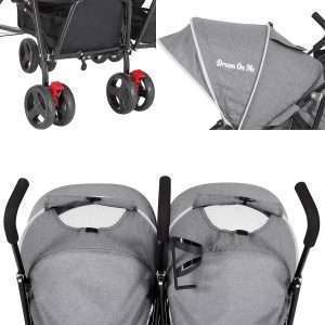 Dream On Me Volgo Twin Umbrella Stroller in Gray, Lightweight Double Stroller for Infant & Toddler, Compact Easy Fold, Large Storage Basket - 7