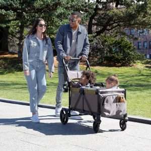 Jeep Sport All-Terrain Stroller Wagon by Delta Children - Includes Canopy, Parent Organizer, Adjustable Handlebar, Snack Tray & Cup Holders, Grey-Olive Green - 8