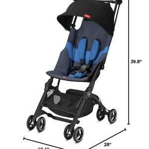 gb Pockit+ All-Terrain, Ultra Compact Lightweight Travel Stroller with Canopy and Reclining Seat in Night Blue, 10.6 pounds - 9