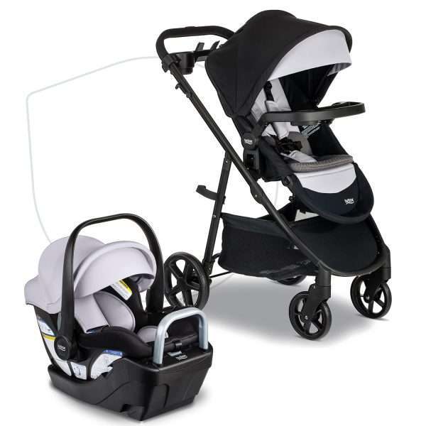 Britax Willow Brook S+ Baby Travel System, Infant Car Seat and Stroller Combo with Alpine Base, ClickTight Technology, SafeWash Insert and Cover, Glacier Onyx - 1