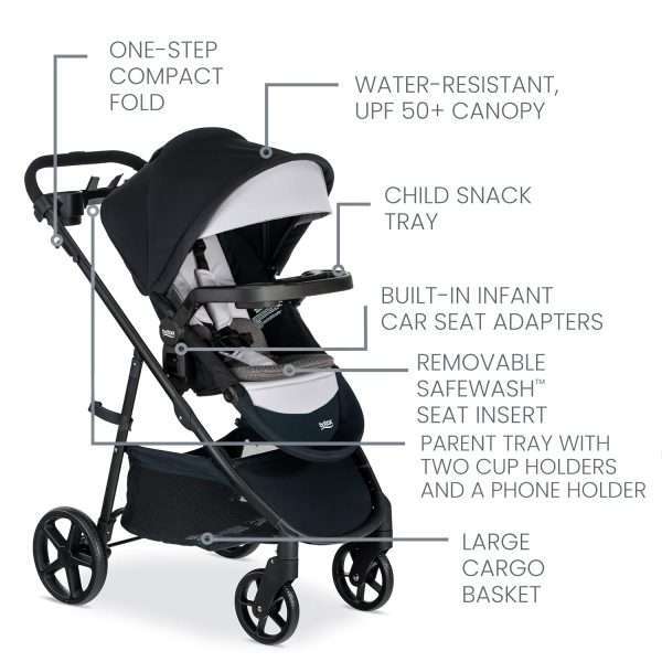 Britax Willow Brook S+ Baby Travel System, Infant Car Seat and Stroller Combo with Alpine Base, ClickTight Technology, SafeWash Insert and Cover, Glacier Onyx - 3