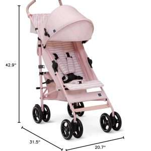 babyGap Classic Stroller - Lightweight Stroller with Recline, Compact Fold & Removable Parent Organizer - Made with Sustainable Materials, Pink Stripes - 13
