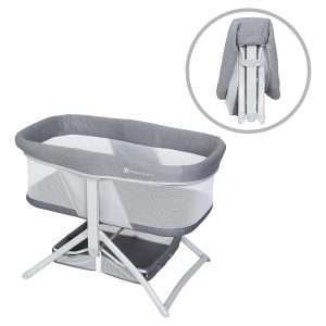 Baby Trend Quick-Fold 2-in-1 Rocking Bassinet, Shadow Stone Gray - 9
