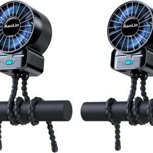 2 Pack Multifunctional Portable Stroller Fan 4 Speed 6600rpm High Speed Usb Rechargeable Personal Mini Handheld Fan Extended Tripod For Desktop Winding Kids Bed Treadmill - 1
