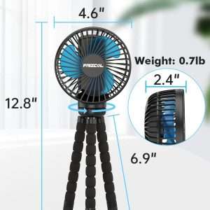FRIZCOL Stroller Fan for Baby - Portable Fan Rechargeable - Battery Operated Fan(Use for 24Hrs) - Fan for Handheld-Clip On-Car Seat-Desk-Camping - 7