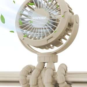 Mini Portable Baby Stroller Fan,3 Speed Personal Handheld Fan,Battery Operated Rechargeable 360° Flexible Tripod Cooling Fan, Suitable for Car Seat Crib Treadmill Golf Cart Travel - 1