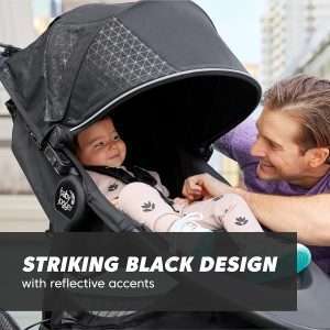 Baby Jogger Summit X3 3-Wheel Jogging Stroller with Hand Brake, One-Hand Compact Fold & All-Wheel Suspension, Midnight Black - 4