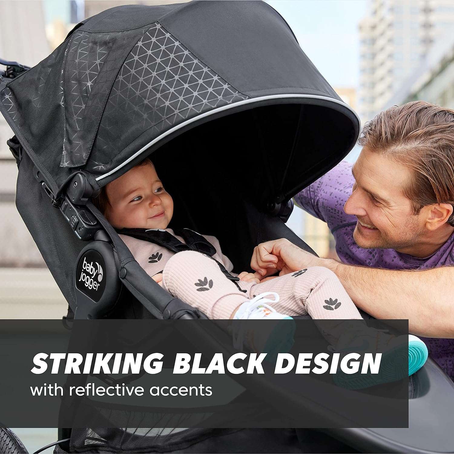 Baby Jogger Summit X3 3-Wheel Jogging Stroller with Hand Brake, One-Hand Compact Fold & All-Wheel Suspension, Midnight Black - 4