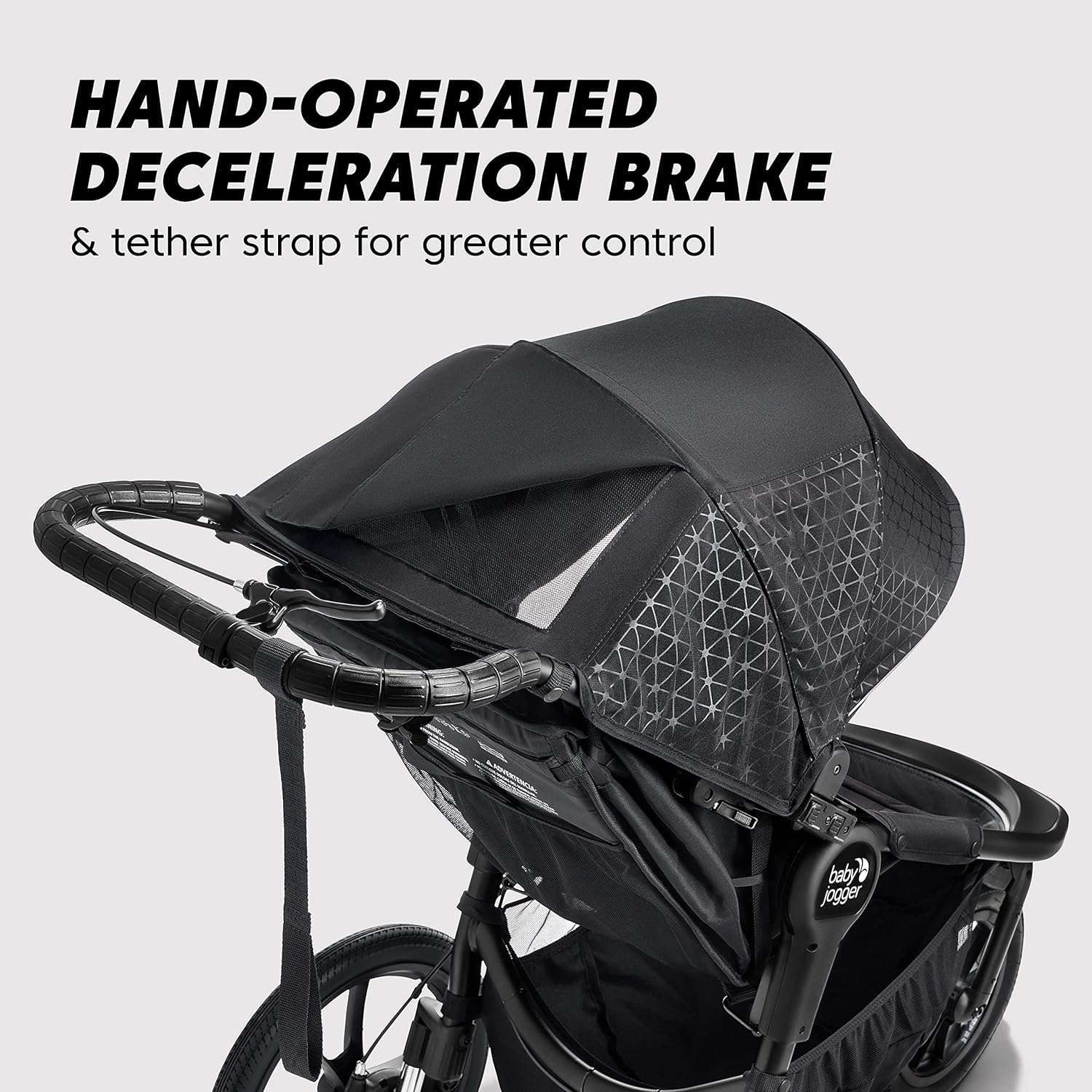 Baby Jogger Summit X3 3-Wheel Jogging Stroller with Hand Brake, One-Hand Compact Fold & All-Wheel Suspension, Midnight Black - 5