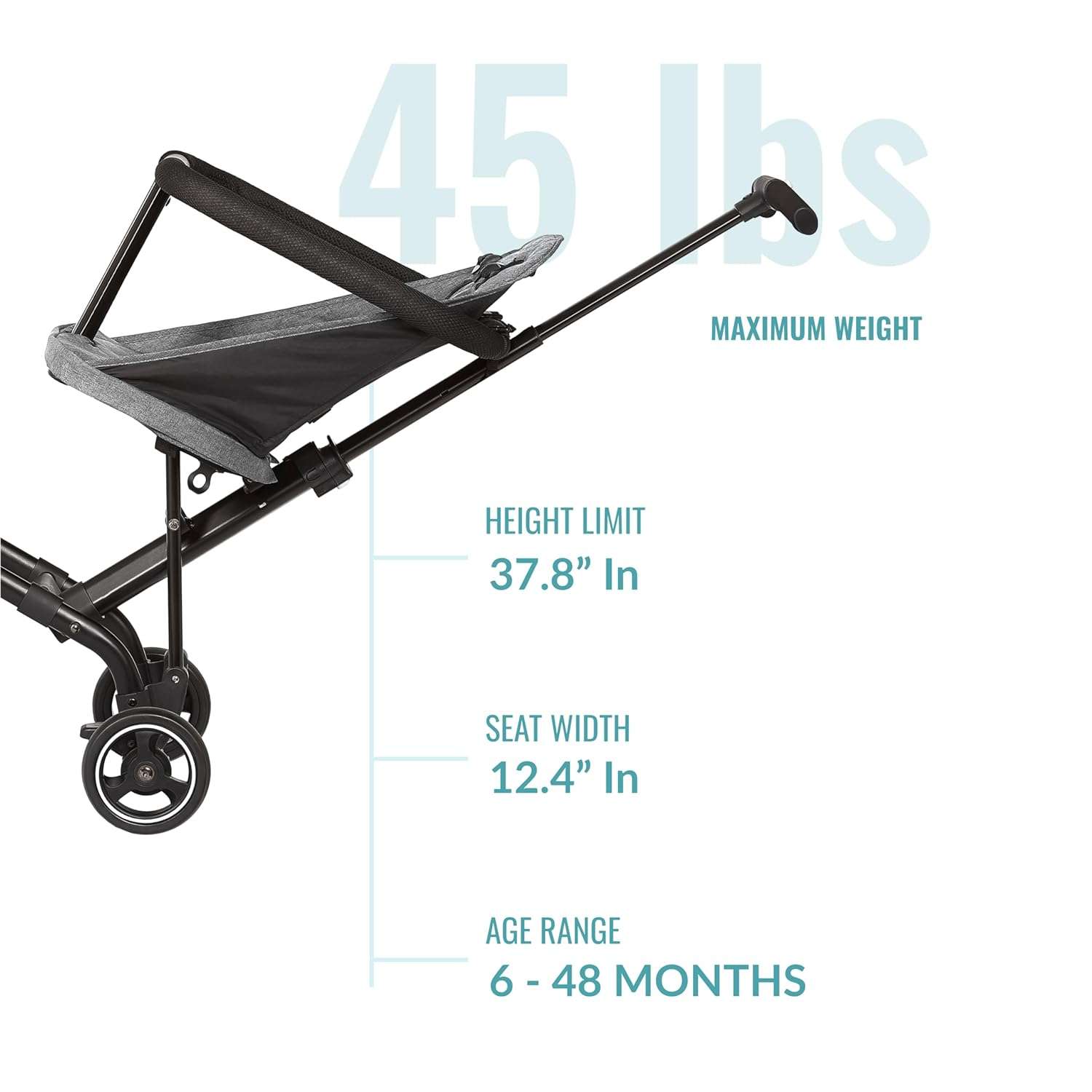 Dream On Me Lightweight And Compact Coast Rider Stroller With One Hand Easy Fold, Adjustable Handles And Soft Ride Wheels, Grey - 3