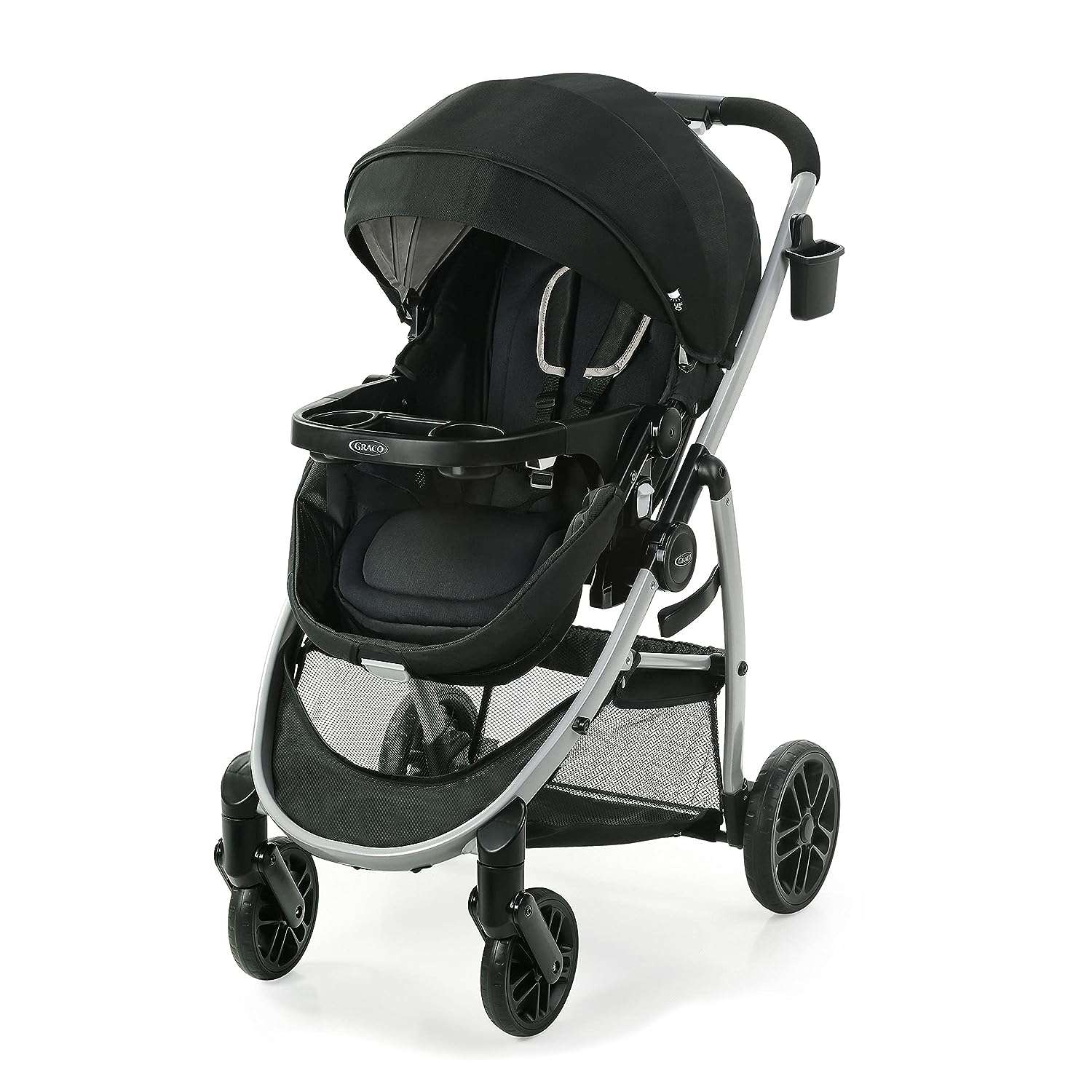 Graco Modes Pramette Stroller, Baby Stroller with True Pram Mode, Reversible Seat, One Hand Fold, Extra Storage, Child Tray, Pierce - 1