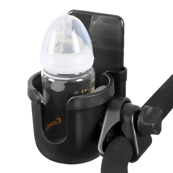 Accmor Stroller Cup Holder with Phone Holder, Bike Cup Holder, Universal Cup Holder for Uppababy Nuna Doona Strollers, 2-in-1 Cup Phone Holder for Stroller - 2