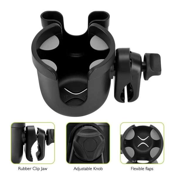 Accmor Stroller Cup Holder with Phone Holder, Bike Cup Holder, Universal Cup Holder for Uppababy Nuna Doona Strollers, 2-in-1 Cup Phone Holder for Stroller - 4
