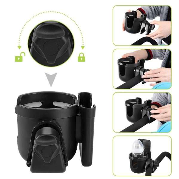 Accmor Stroller Cup Holder with Phone Holder, Bike Cup Holder, Universal Cup Holder for Uppababy Nuna Doona Strollers, 2-in-1 Cup Phone Holder for Stroller - 5