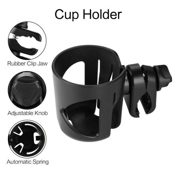 Accmor Universal Cup Holder, Stroller Cup Holder, Bike Cup Holder, 360° Rotatable Large Caliber Designed Cup Holder for Stroller, Wheelchair, Walker, Scooter, Black - 3