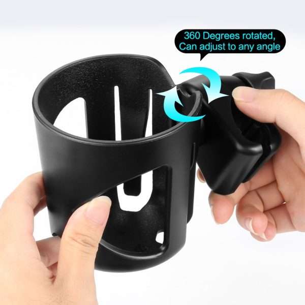 Accmor Universal Cup Holder, Stroller Cup Holder, Bike Cup Holder, 360° Rotatable Large Caliber Designed Cup Holder for Stroller, Wheelchair, Walker, Scooter, Black - 5