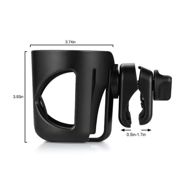 Accmor Universal Cup Holder, Stroller Cup Holder, Bike Cup Holder, 360° Rotatable Large Caliber Designed Cup Holder for Stroller, Wheelchair, Walker, Scooter, Black - 7