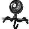 AMACOOL Battery Operated Stroller Fan Flexible Tripod Clip On Fan with 3 Speeds and Rotatable Handheld Personal Fan for Car Seat Crib Bike Treadmill (Black) - 1