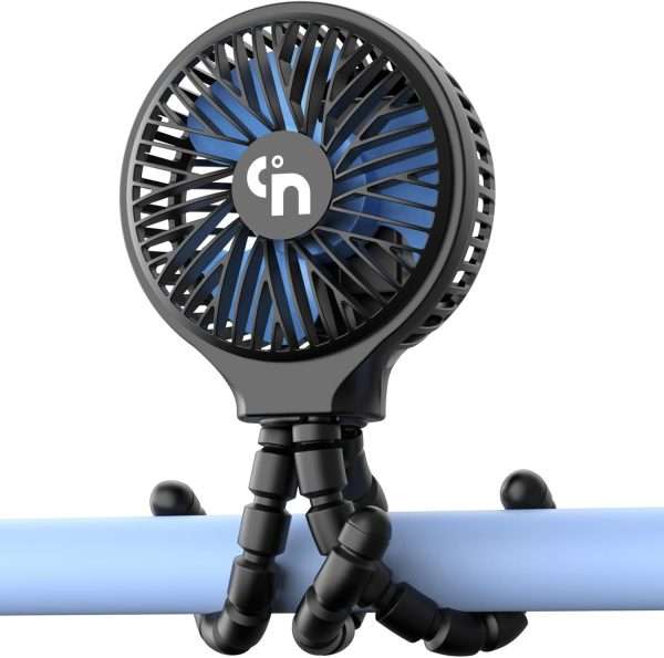 HomeLifairy Battery Operated Stroller Fan Flexible Tripod Clip On Fan with 3 Speeds and Rotatable Handheld Rechargeable Personal Portable Fan for Baby Car Seat Crib Bike Treadmill - 1
