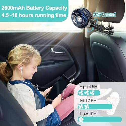 HomeLifairy Battery Operated Stroller Fan Flexible Tripod Clip On Fan with 3 Speeds and Rotatable Handheld Rechargeable Personal Portable Fan for Baby Car Seat Crib Bike Treadmill - 4