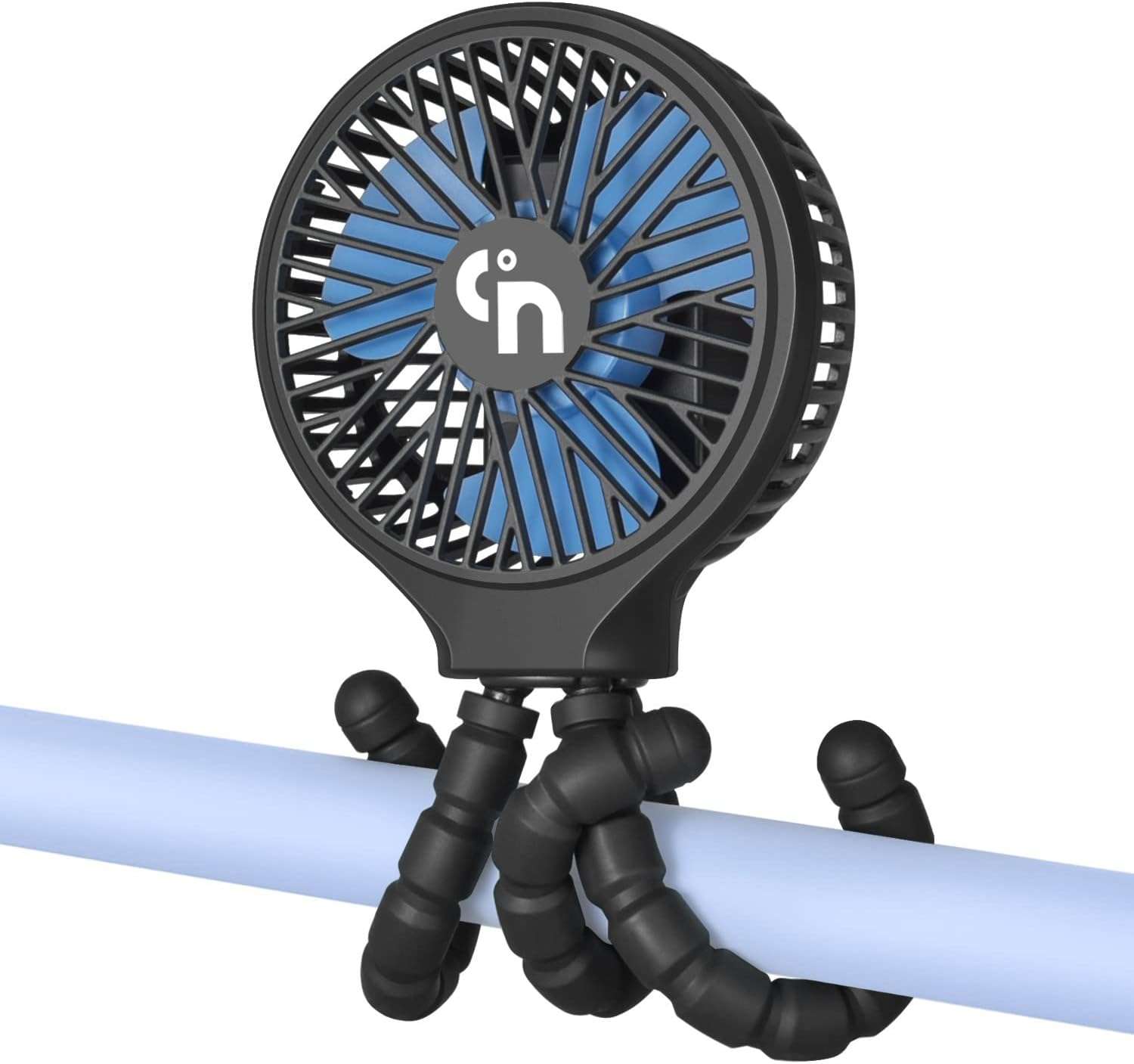 WiHoo Mini Handheld Stroller Fan,Personal Portable Car Seat Baby Fan with Flexible Tripod Fix on Stroller,USB or Battery Operated Desk Fan Adjustable 3 Speeds for Travel Treadmill Golf Cart - 1