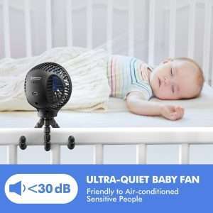 WiHoo Mini Handheld Stroller Fan,Personal Portable Car Seat Baby Fan with Flexible Tripod Fix on Stroller,USB or Battery Operated Desk Fan Adjustable 3 Speeds for Travel Treadmill Golf Cart - 4