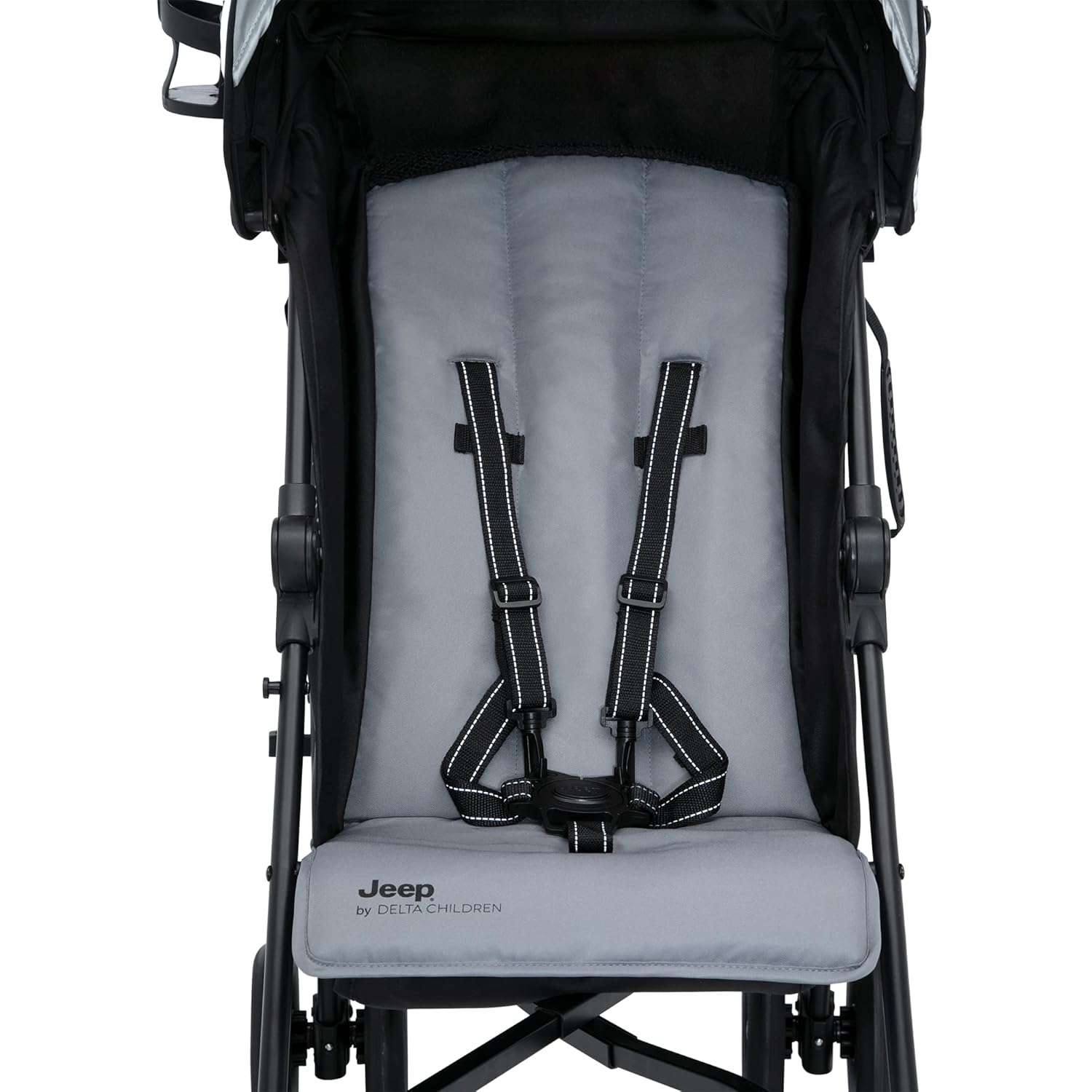 Jeep AdventureGlyde Stroller by Delta Children - Lightweight Travel Stroller with Smoothest Ride & Compact Fold, 3-Position Recline, Extra Large Storage Basket, Black-Grey - 5