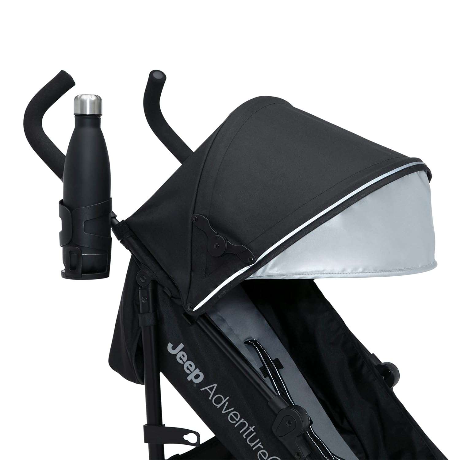 Jeep AdventureGlyde Stroller by Delta Children - Lightweight Travel Stroller with Smoothest Ride & Compact Fold, 3-Position Recline, Extra Large Storage Basket, Black-Grey - 7