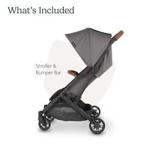 UPPAbaby Minu V2 Travel Stroller Lightweight, Portable Design One-Hand Fold Shoulder Strap and Leather Bumper Bar Included Greyson - 2