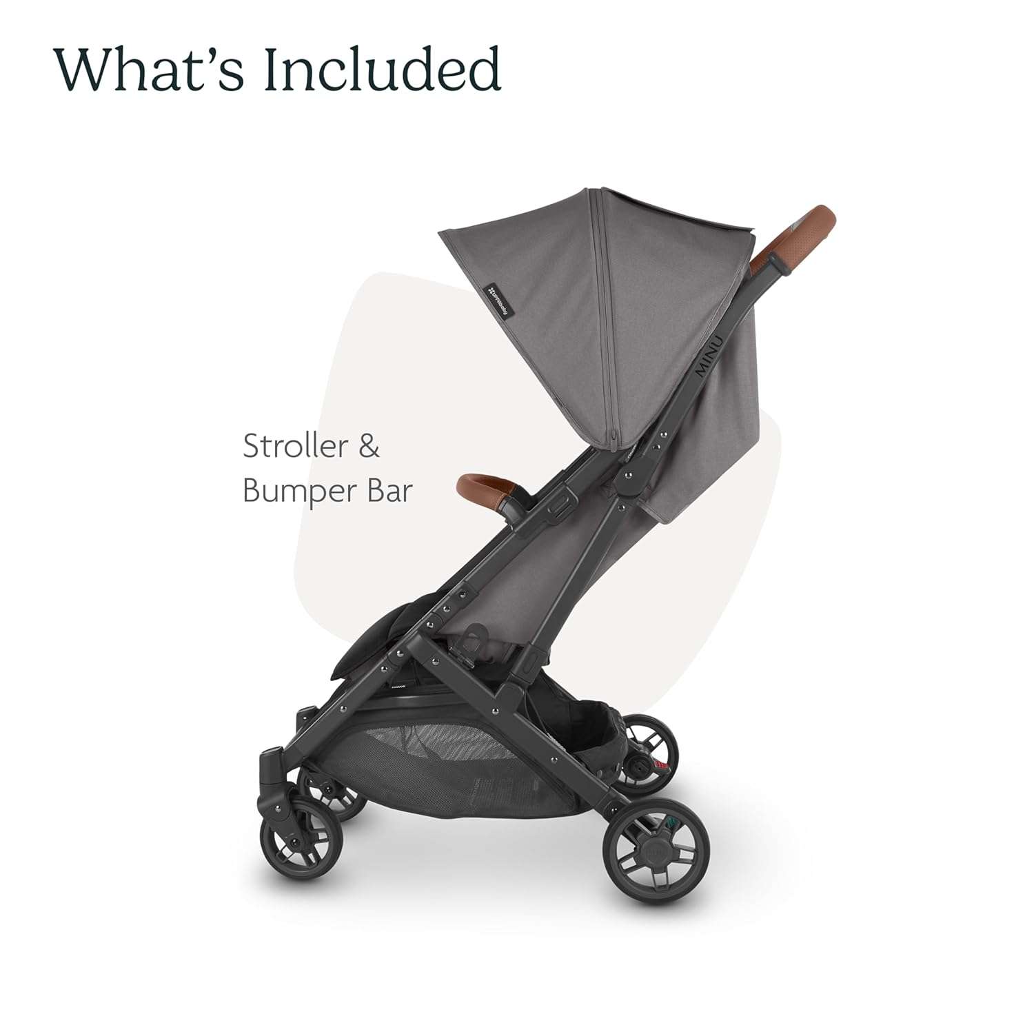 UPPAbaby Minu V2 Travel Stroller Lightweight, Portable Design One-Hand Fold Shoulder Strap and Leather Bumper Bar Included Greyson - 2