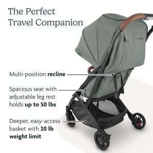 UPPAbaby Minu V2 Travel Stroller Lightweight, Portable Design One-Hand Fold Shoulder Strap and Leather Bumper Bar Included Greyson - 3