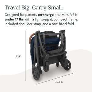 UPPAbaby Minu V2 Travel Stroller Lightweight, Portable Design One-Hand Fold Shoulder Strap and Leather Bumper Bar Included Greyson - 4