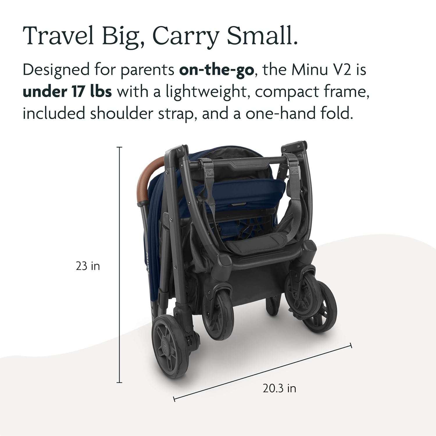 UPPAbaby Minu V2 Travel Stroller Lightweight, Portable Design One-Hand Fold Shoulder Strap and Leather Bumper Bar Included Greyson - 4