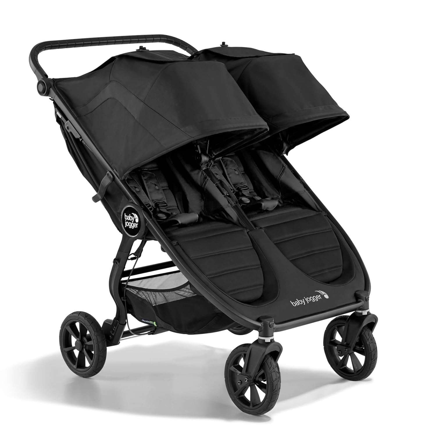 Baby Jogger City Mini GT2 All-Terrain Double Stroller, Jet Black, Perfect for Newborn and Toddler, Compatible with Britax, Cybex, Graco, and Maxi Cosi Infant Car Seats - 1