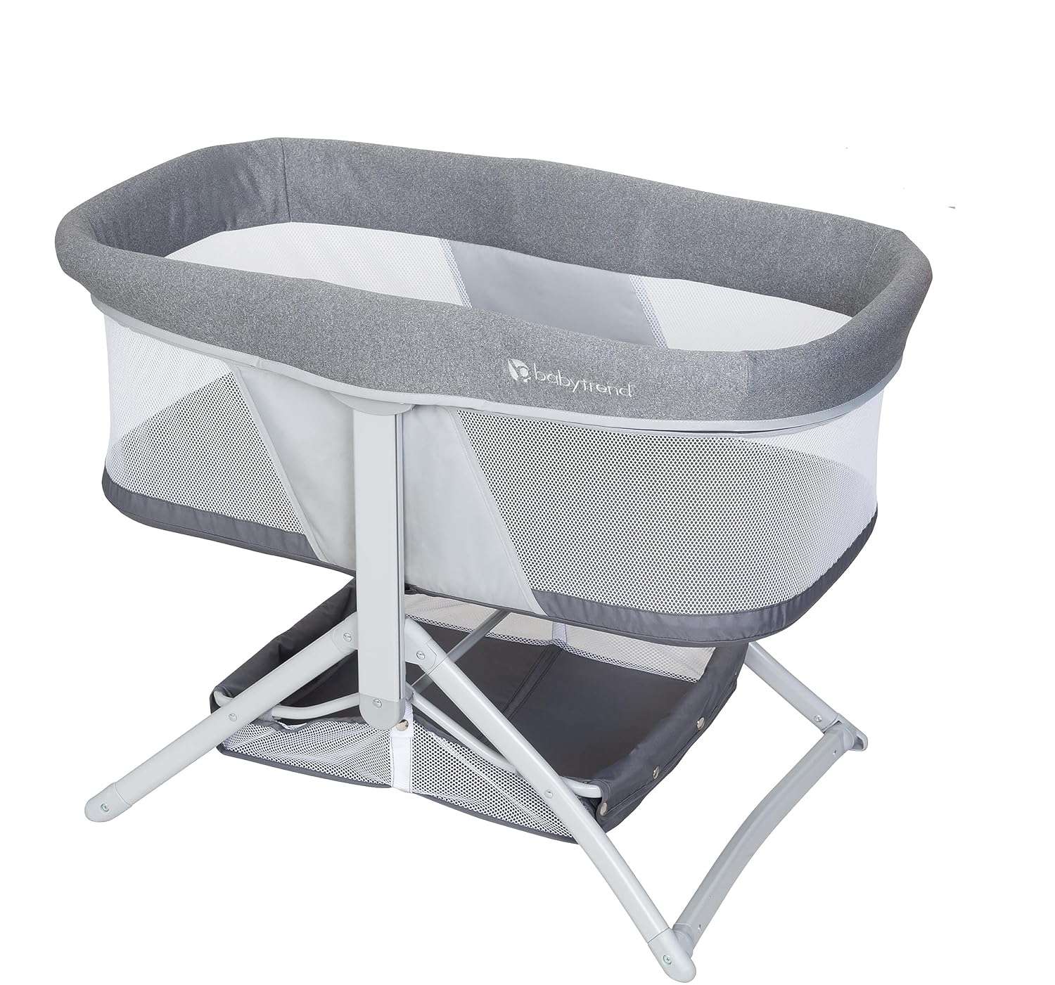 Baby Trend Quick-Fold 2-in-1 Rocking Bassinet, Shadow Stone Gray - 1