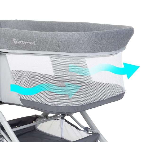 Baby Trend Quick-Fold 2-in-1 Rocking Bassinet, Shadow Stone Gray - 2
