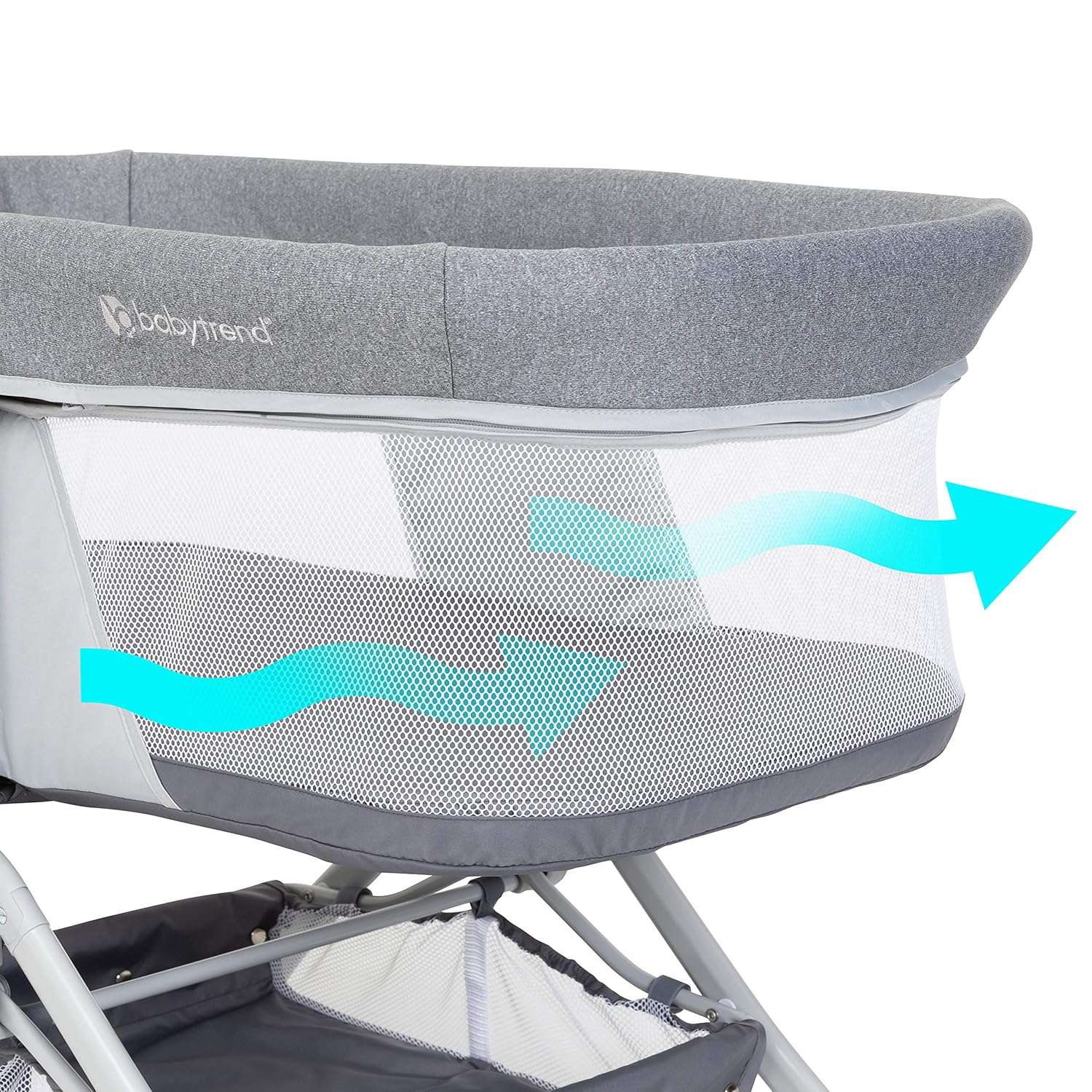 Baby Trend Quick-Fold 2-in-1 Rocking Bassinet, Shadow Stone Gray - 2