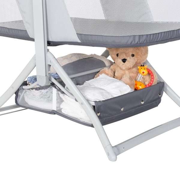 Baby Trend Quick-Fold 2-in-1 Rocking Bassinet, Shadow Stone Gray - 4