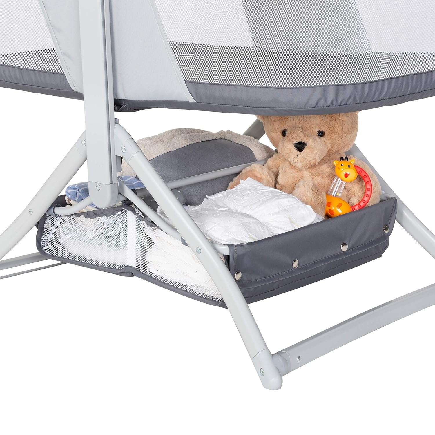 Baby Trend Quick-Fold 2-in-1 Rocking Bassinet, Shadow Stone Gray - 4