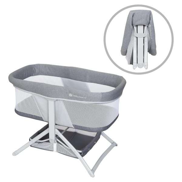 Baby Trend Quick-Fold 2-in-1 Rocking Bassinet, Shadow Stone Gray - 9