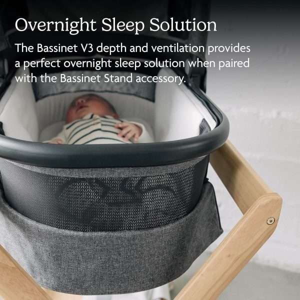 UPPAbaby Bassinet V3 - Compatible with Vista, Cruz, Ridge, Minu Strollers - Overnight Sleep Solution - Mattress, Sheet and Bug Shield Included - Jake - 4