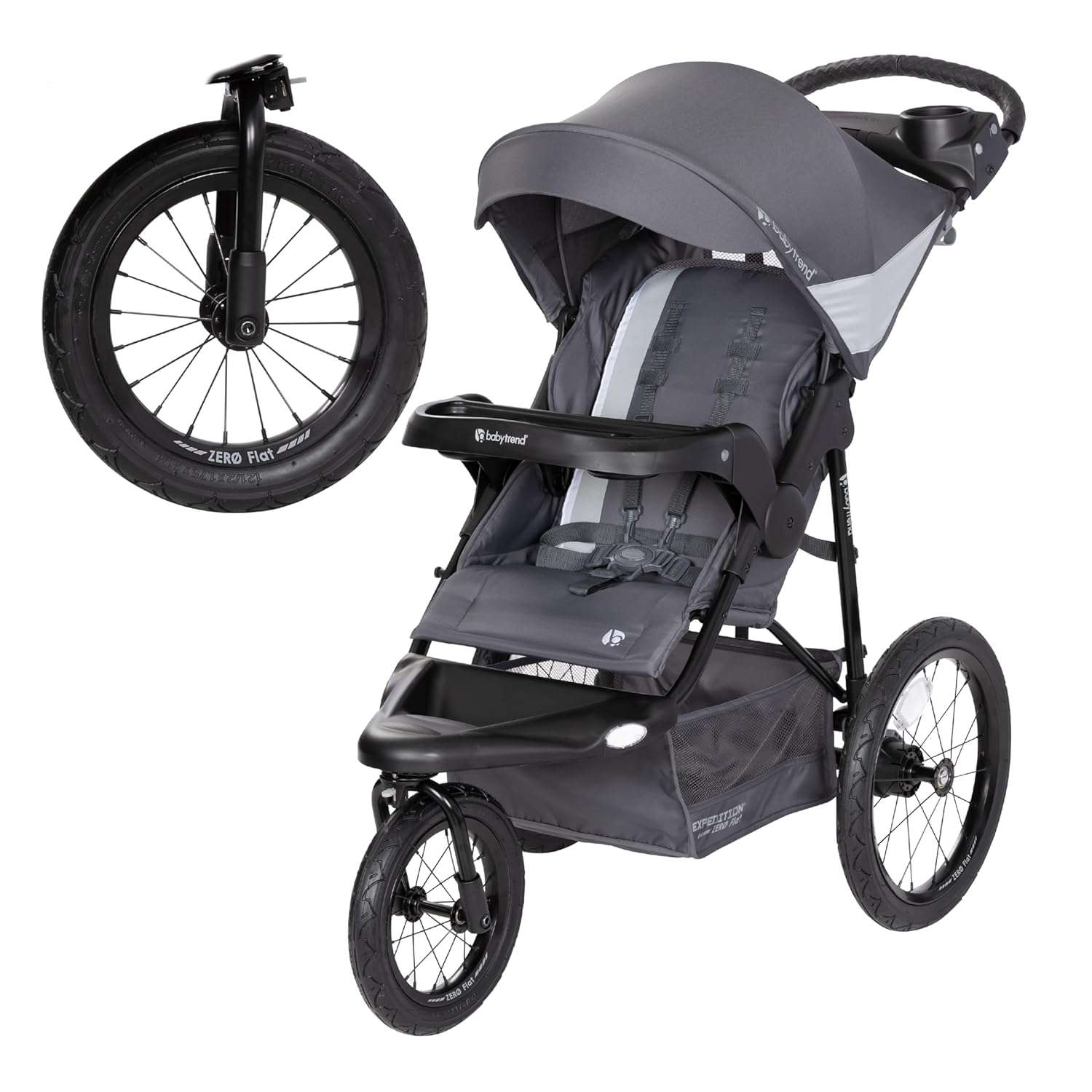 Baby Trend Expedition® Zero Flat Jogger with LED Lights, Dash Grey - 1