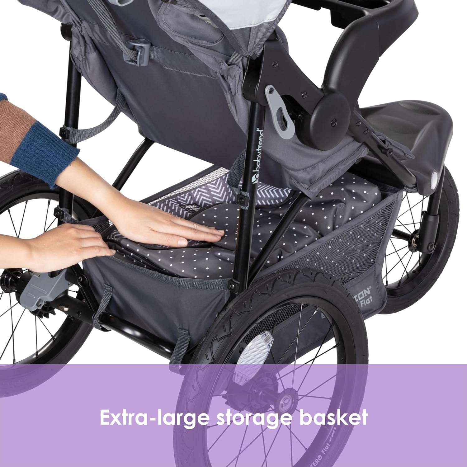 Baby Trend Expedition® Zero Flat Jogger with LED Lights, Dash Grey - 8