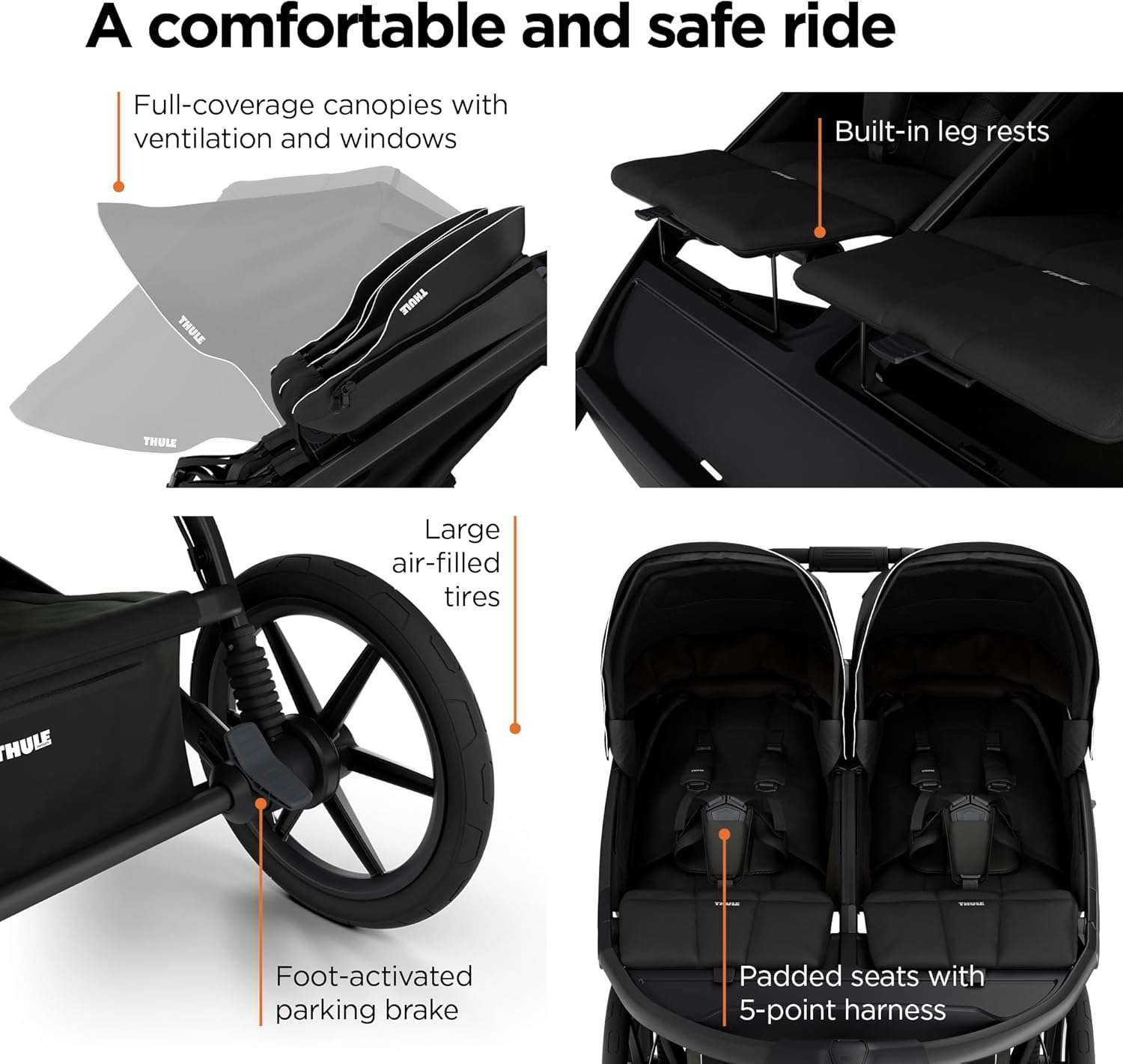 Thule Urban Glide 3 Single Child All-Terrain Stroller, Full-Suspension System, Air-Filled Tires, Upright seat with Adjustable Recline and Built-in legrest - 8