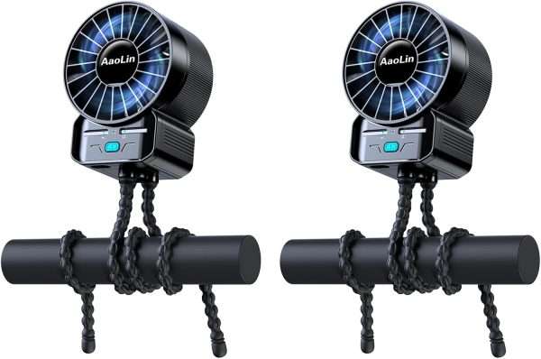 2 Pack Multifunctional Portable Stroller Fan 4 Speed 6600rpm High Speed Usb Rechargeable Personal Mini Handheld Fan Extended Tripod For Desktop Winding Kids Bed Treadmill - 1