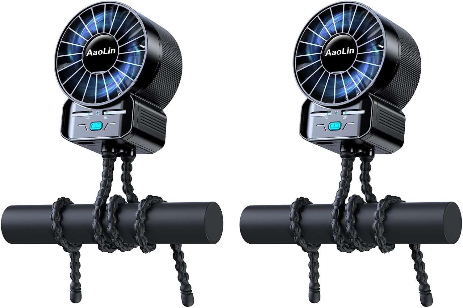 2 Pack Multifunctional Portable Stroller Fan 4 Speed 6600rpm High Speed Usb Rechargeable Personal Mini Handheld Fan Extended Tripod For Desktop Winding Kids Bed Treadmill - 1