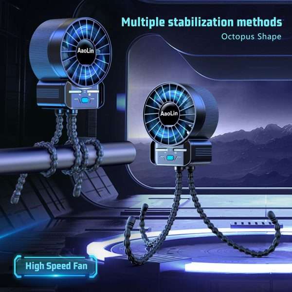 2 Pack Multifunctional Portable Stroller Fan 4 Speed 6600rpm High Speed Usb Rechargeable Personal Mini Handheld Fan Extended Tripod For Desktop Winding Kids Bed Treadmill - 2