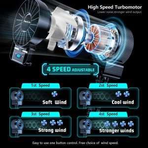 2 Pack Multifunctional Portable Stroller Fan 4 Speed 6600rpm High Speed Usb Rechargeable Personal Mini Handheld Fan Extended Tripod For Desktop Winding Kids Bed Treadmill - 3