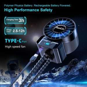 2 Pack Multifunctional Portable Stroller Fan 4 Speed 6600rpm High Speed Usb Rechargeable Personal Mini Handheld Fan Extended Tripod For Desktop Winding Kids Bed Treadmill - 4